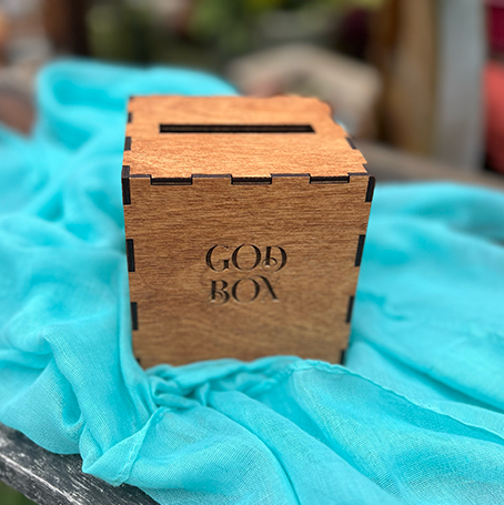 St. Francis Prayer Box - Square - 4" X 4.5" - Light stain