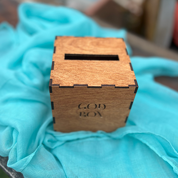 St. Francis Prayer Box - Square - 4" X 4.5" - Light stain