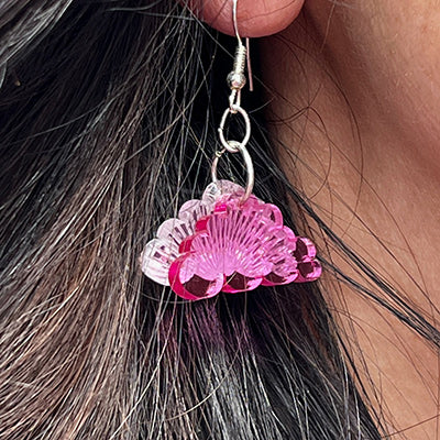 mirrored with engraved rays Pink Cloud earrings