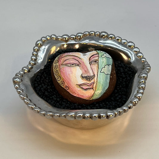 Hand painted stone  - "Large Buddha in Clouds"