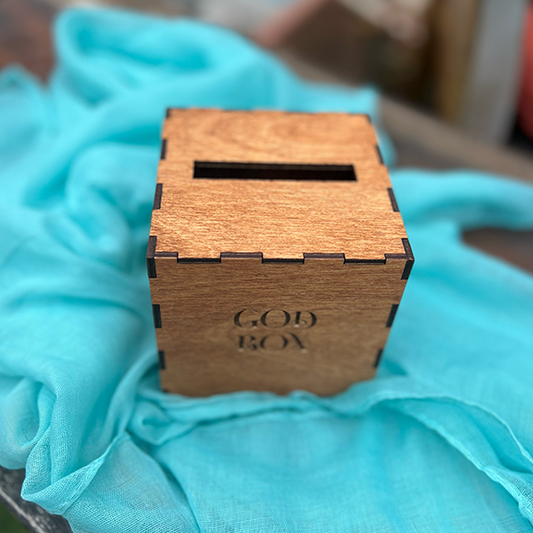 St. Francis Prayer Box - Square - 4" X 4"  - Light stain