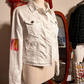 Hand painted white denim Jacket - "UniqueCollage"