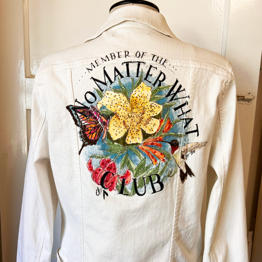 Hand painted denim jacket - "No Matter What Club" PG