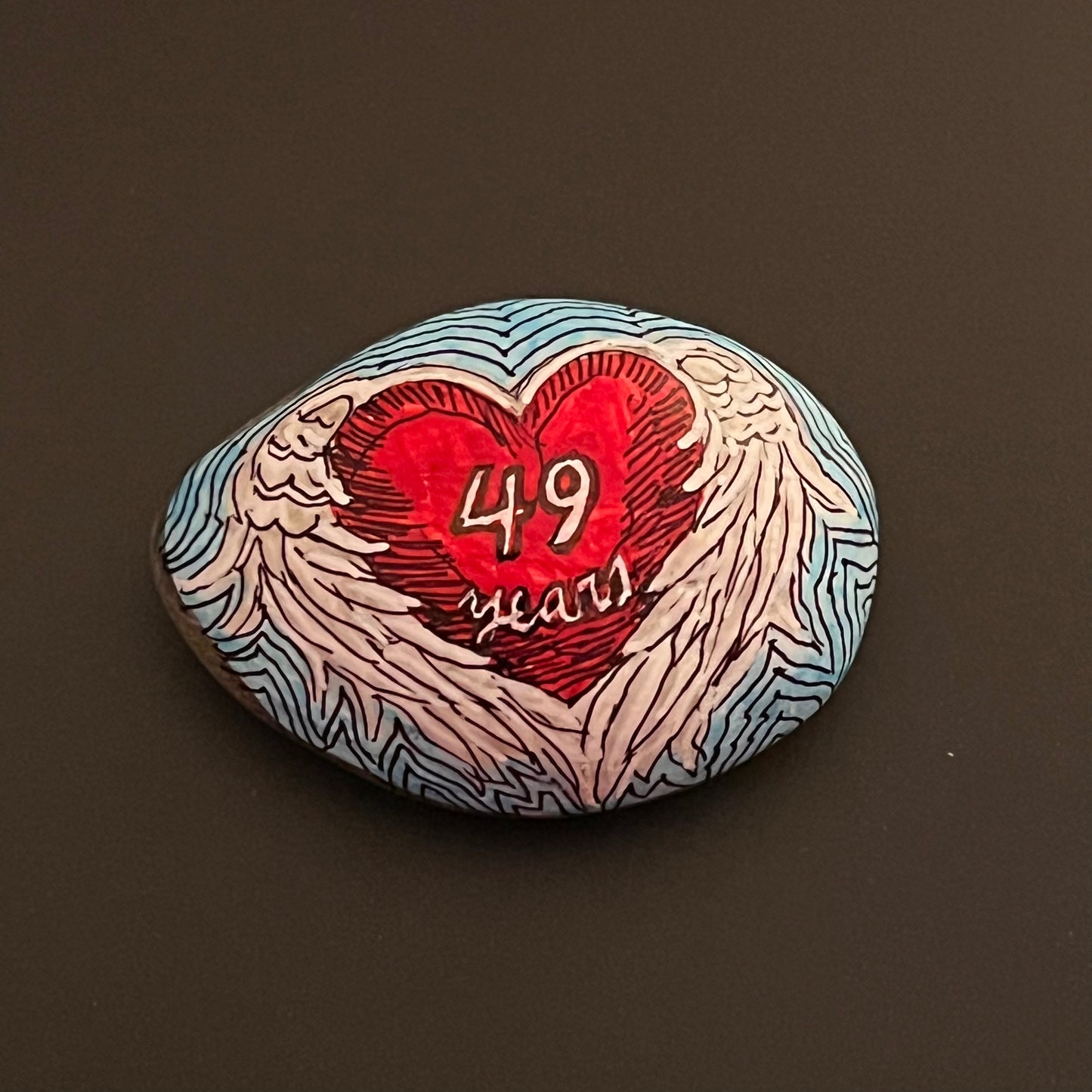 Hand painted stone - "Heart with Wings"