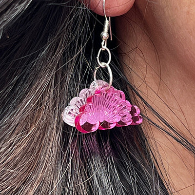  mirrored with engraved rays Pink Cloud earrings