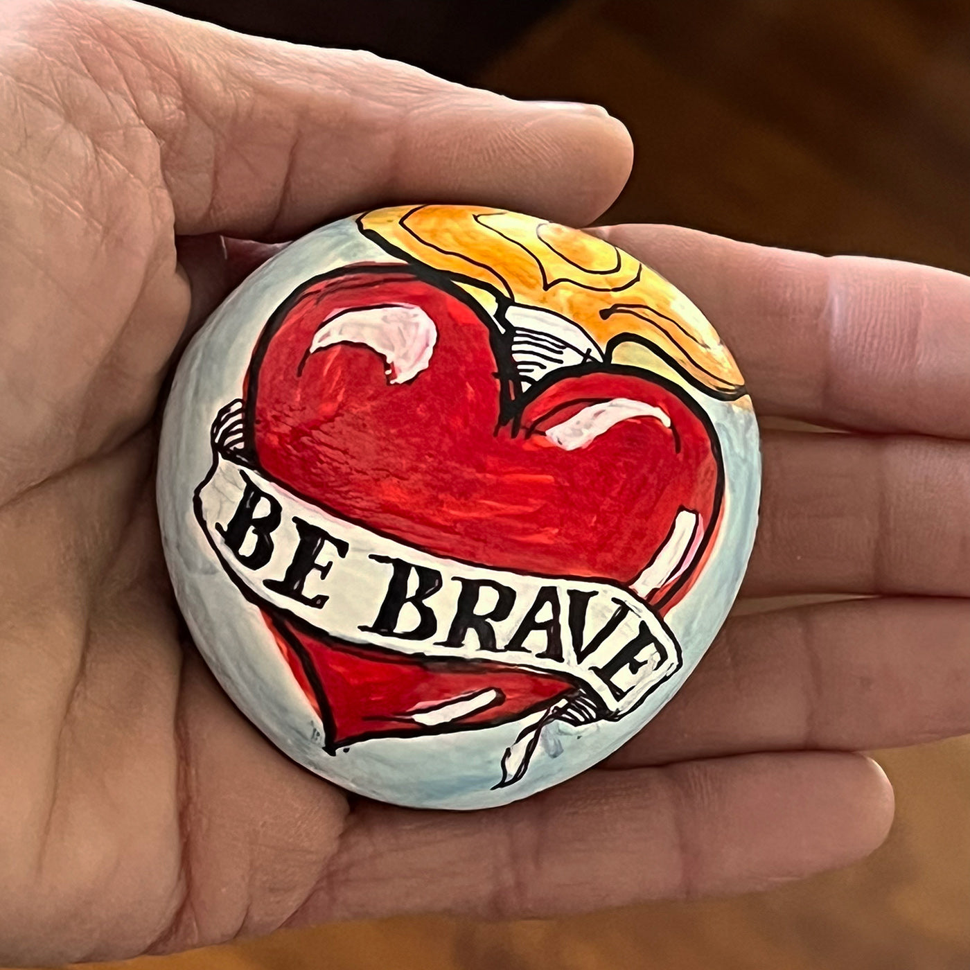 Hand painted stone - "Be Brave"