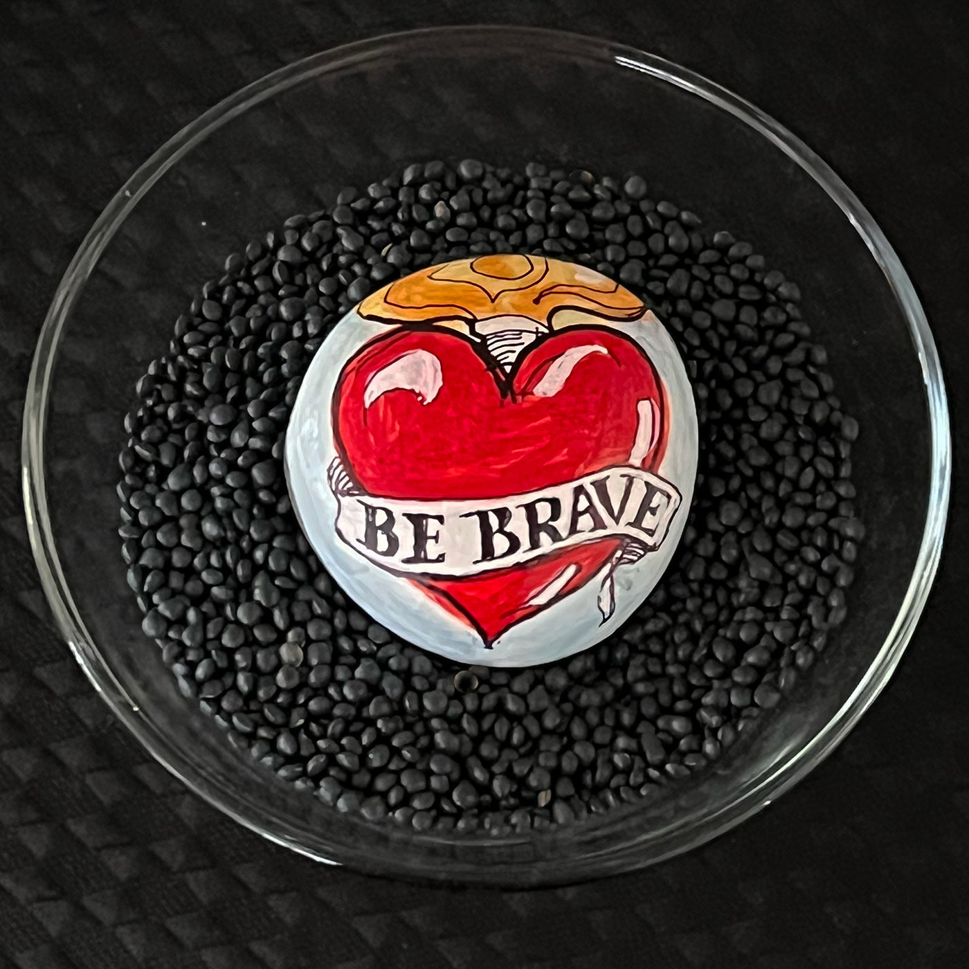 Hand painted stone - "Be Brave"