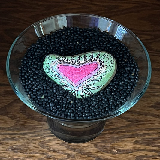 Sobriety Rocks "Pink Heart with leaves and wings"